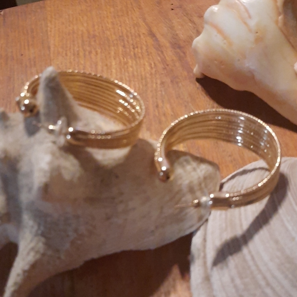 Fashion Gold Hoop Earrings - Picture 3 of 3